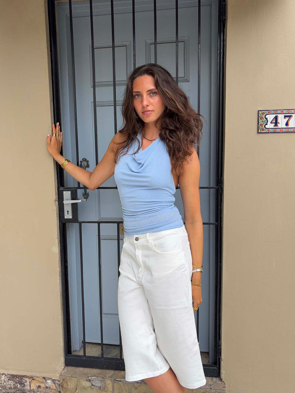 Crystal halterneck top - Blå