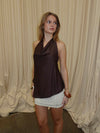 Laticha halterneck top med blonder - Brun