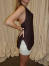 Laticha halterneck top med blonder - Brun