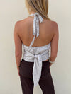 Stiney halterneck top med palietter - Beige