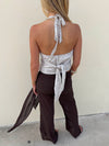 Stiney halterneck top med palietter - Beige