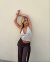 Stiney halterneck top med palietter - Beige
