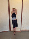 Debby halterneck top med striber - Sort/hvid