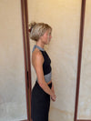 Debby halterneck top med striber - Sort/hvid
