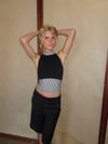 Debby halterneck top med striber - Sort/hvid