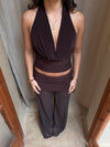 Bilana halternecktop - Brun