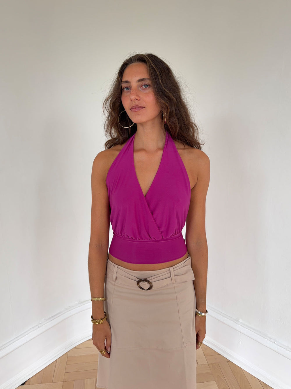 Darina halterneck top - Fuchsia