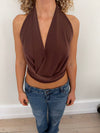 Tina halternecktop - Brun
