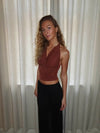 Martha halternecktop med glimmer - Rust/brun
