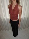 Martha halternecktop med glimmer - Rust/brun