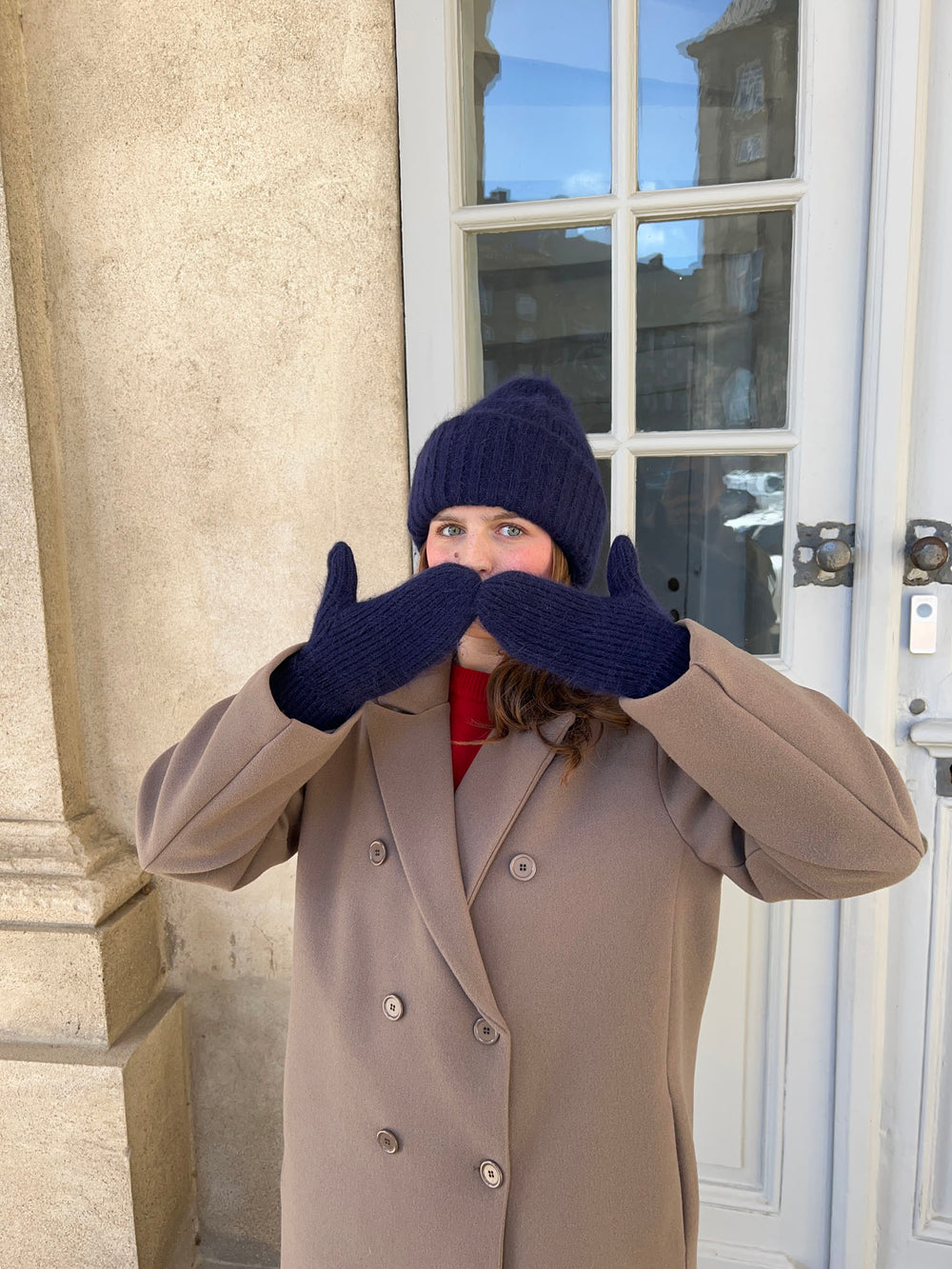 Fluffy handsker - Navy