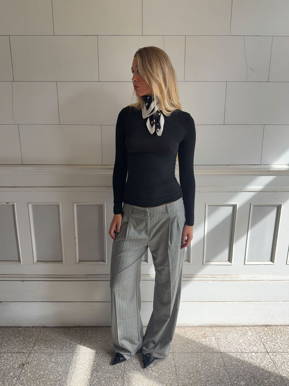 Ellen herringbone bukser - Grå