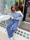 Gabardin jacquard jeans - Navy