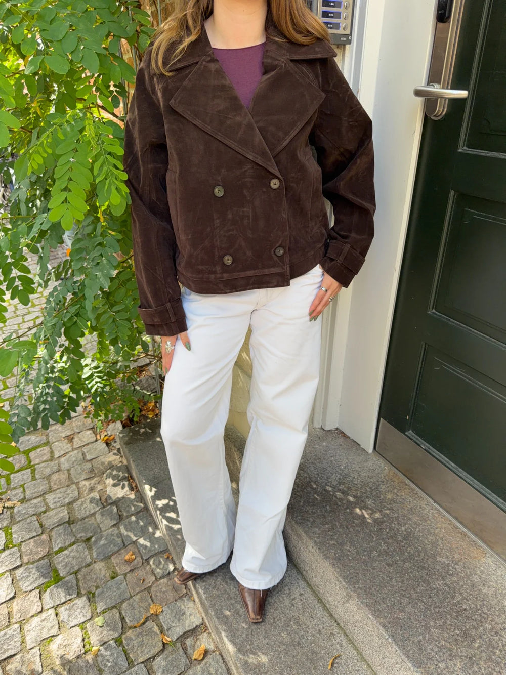 Rosie jakke i ruskind - Mørkebrun