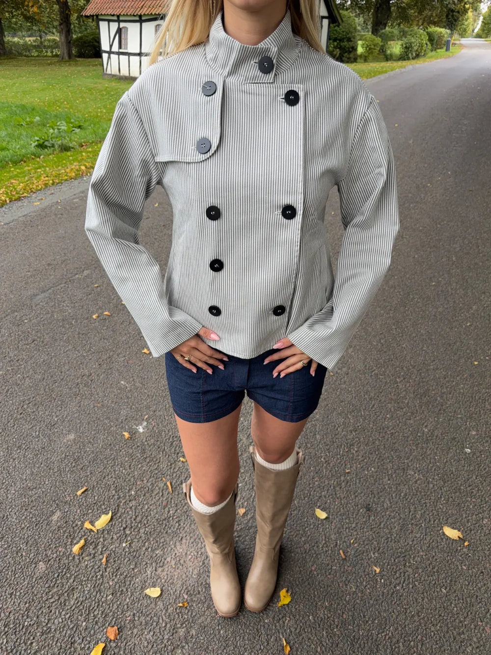 Salma jakke med striber - Grå/off White