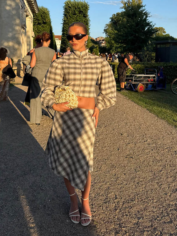 Mirandine jakke med tern - Hvid/grå