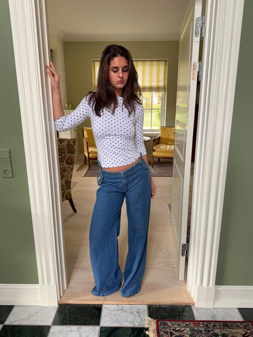 Candice jeans med snørrer - Blå