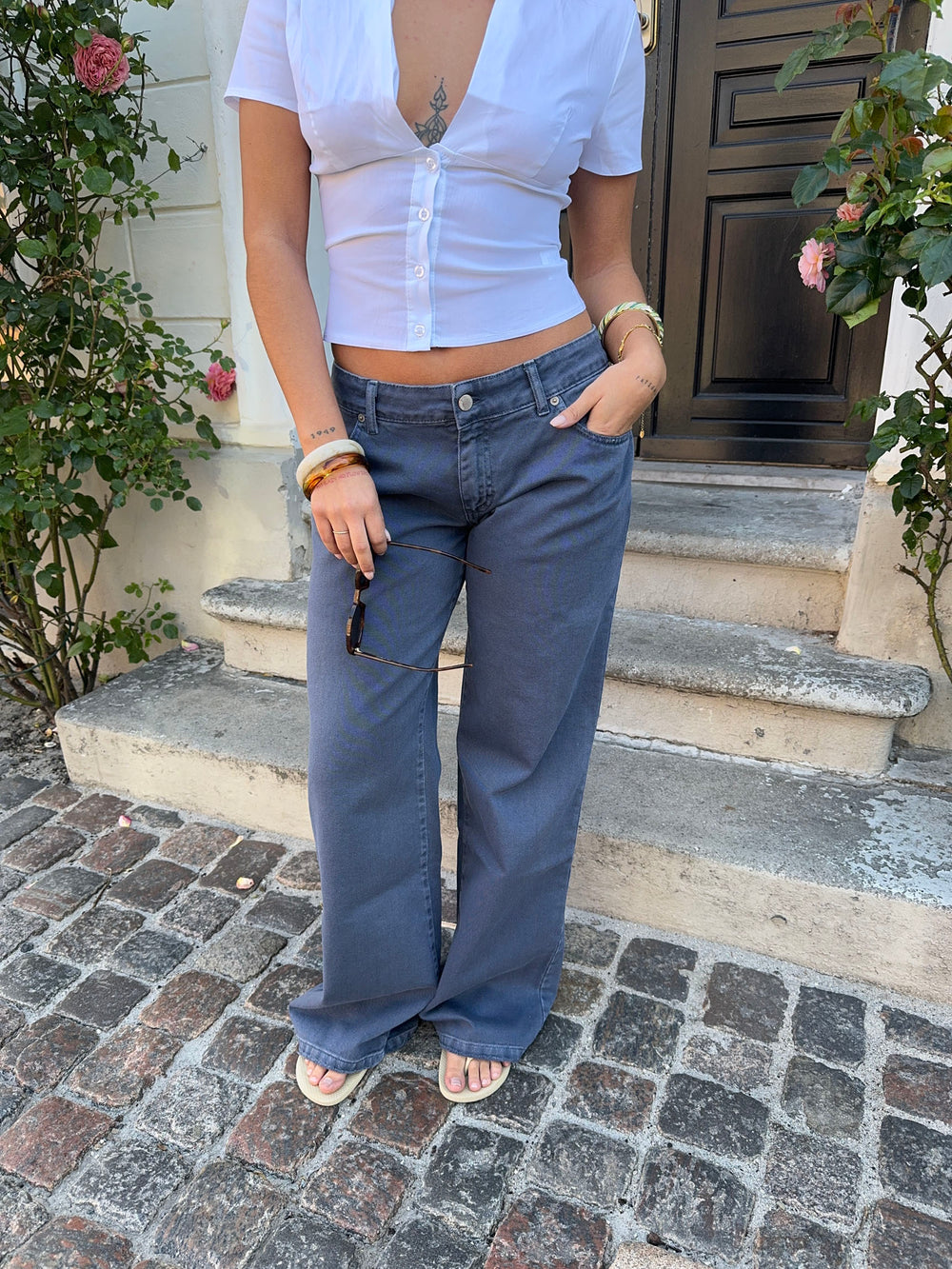 Audrine lavtaljede jeans - Blå
