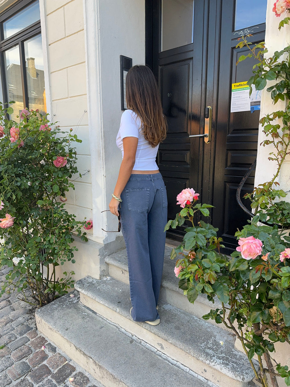 Audrine lavtaljede jeans - Blå