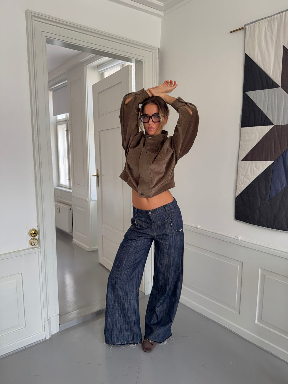 Olive jeans med detaljer - Navy