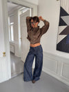 Olive jeans med detaljer - Navy