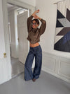 Olive jeans med detaljer - Navy