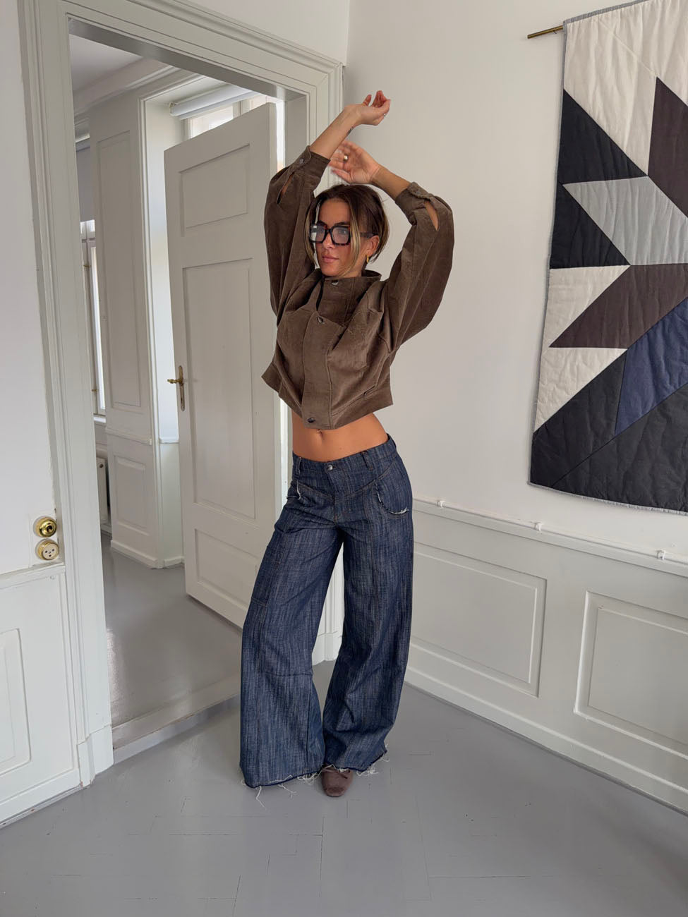 Olive jeans med detaljer - Navy