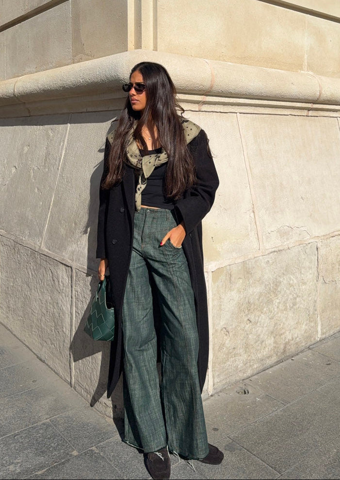 Olive jeans med detaljer - Blågrøn