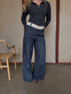 Karly jeans med hvid kant - Blå