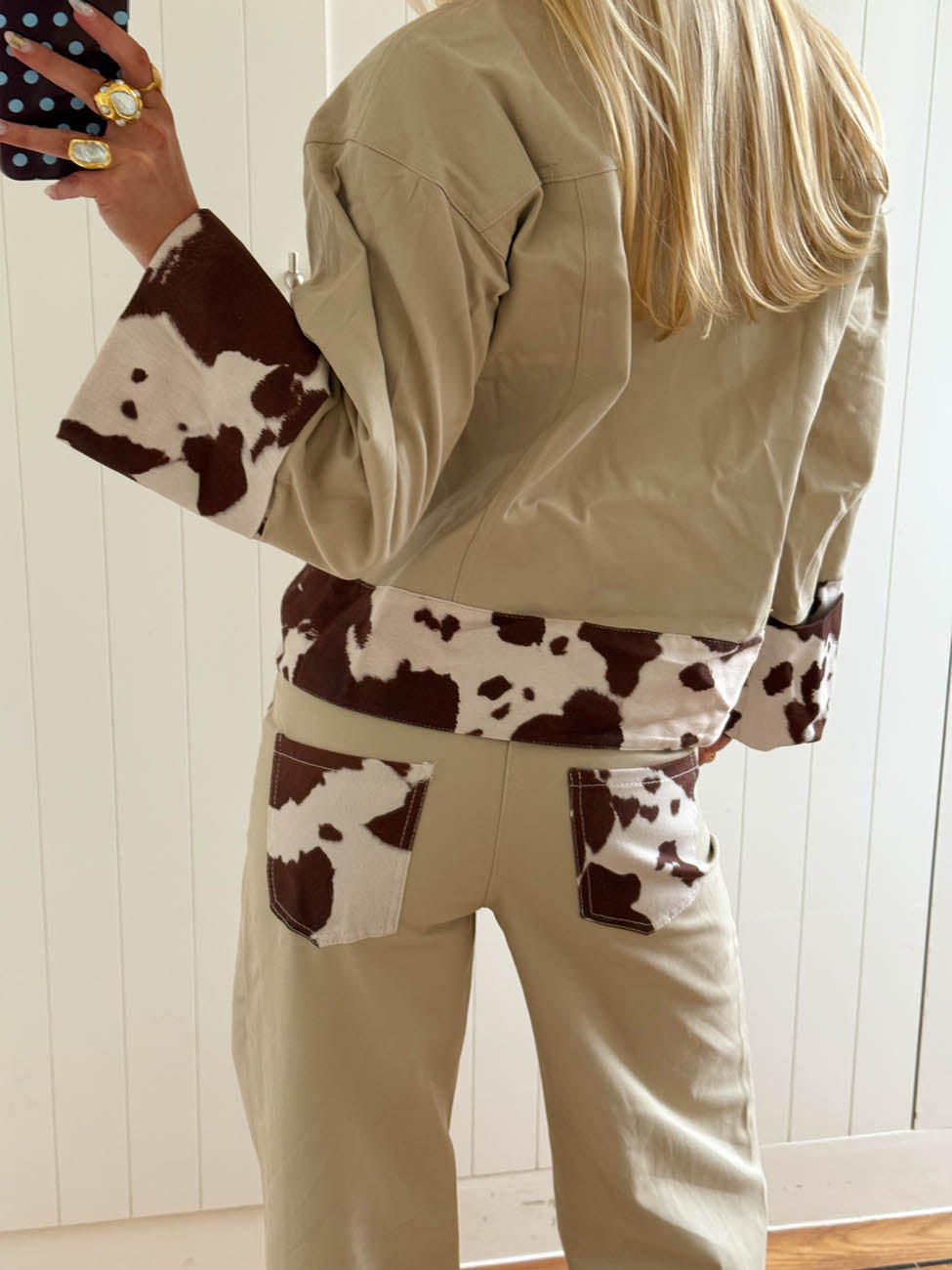 Scandivv jeans med koprint - Beige