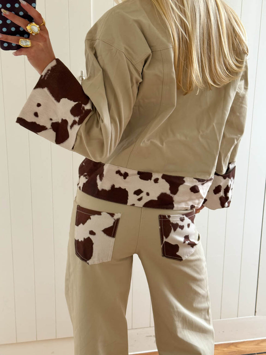 Scandivv jeans med koprint - Beige
