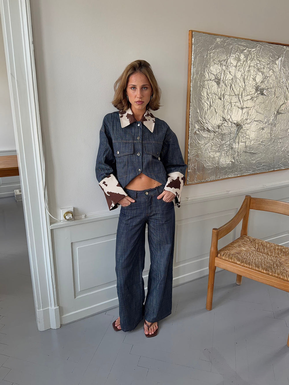 Suivinia jeans med koprint - Blå