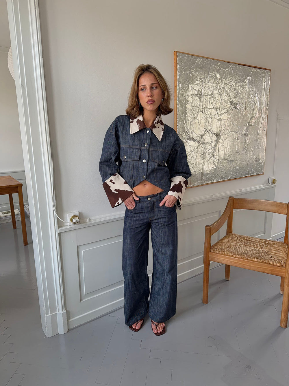 Suivinia jeans med koprint - Blå