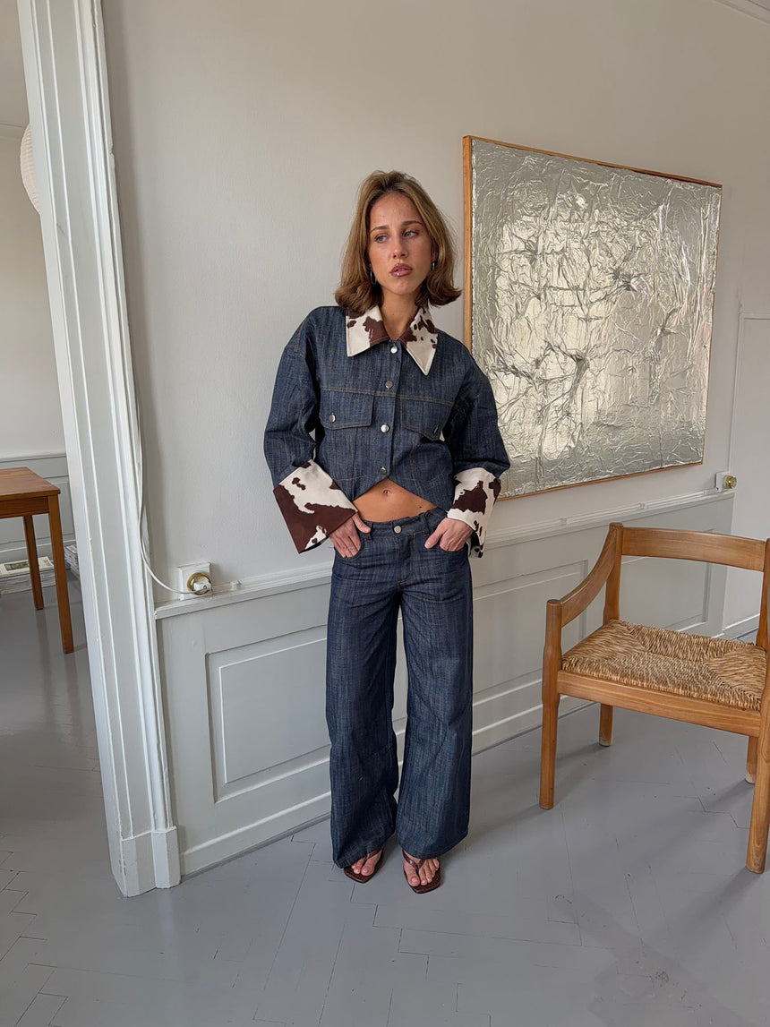 Suivinia jeans med koprint - Blå