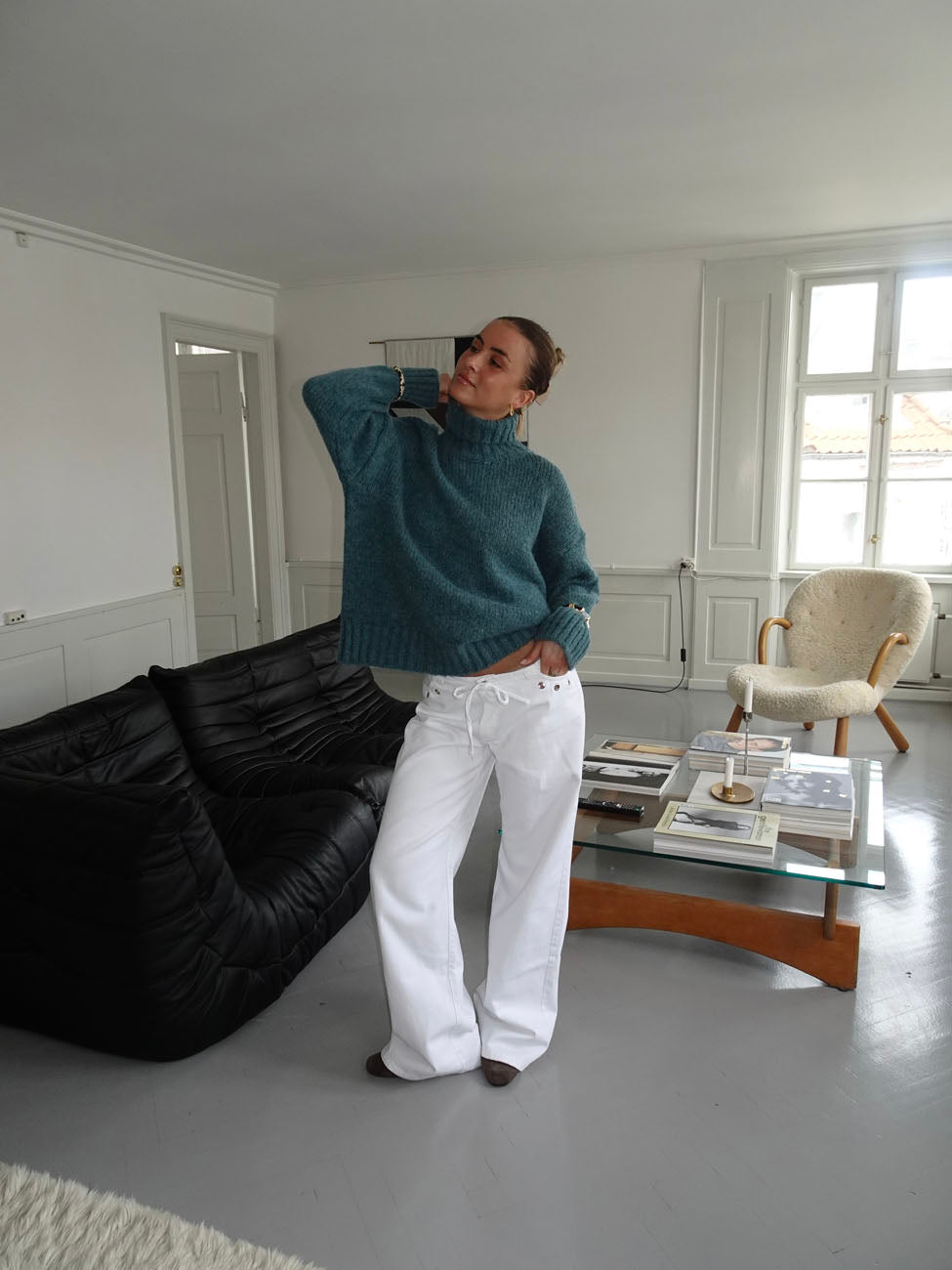 Kenny jeans med metalringe - Hvid