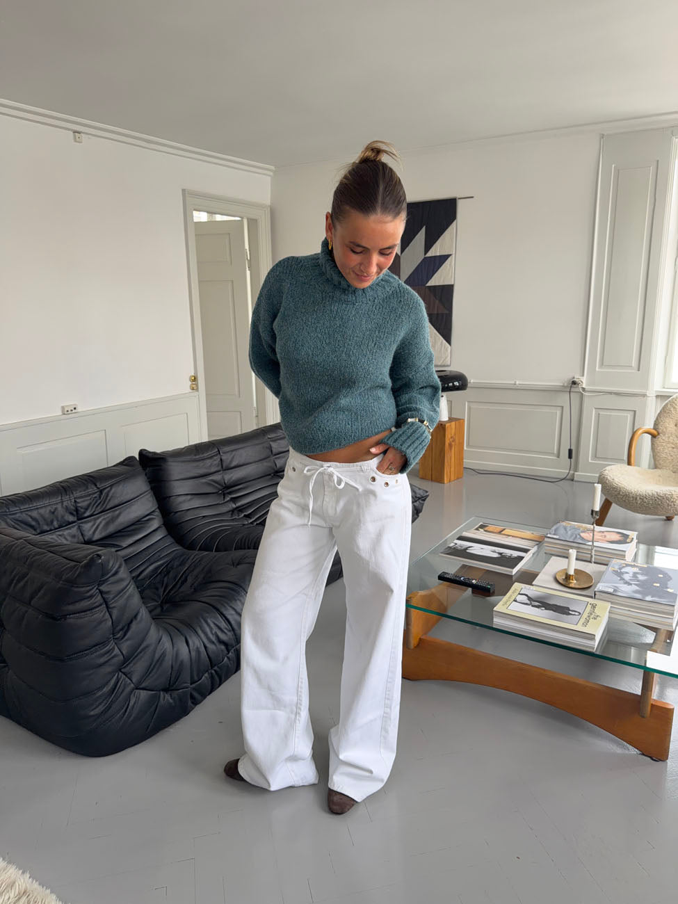 Kenny jeans med metalringe - Hvid