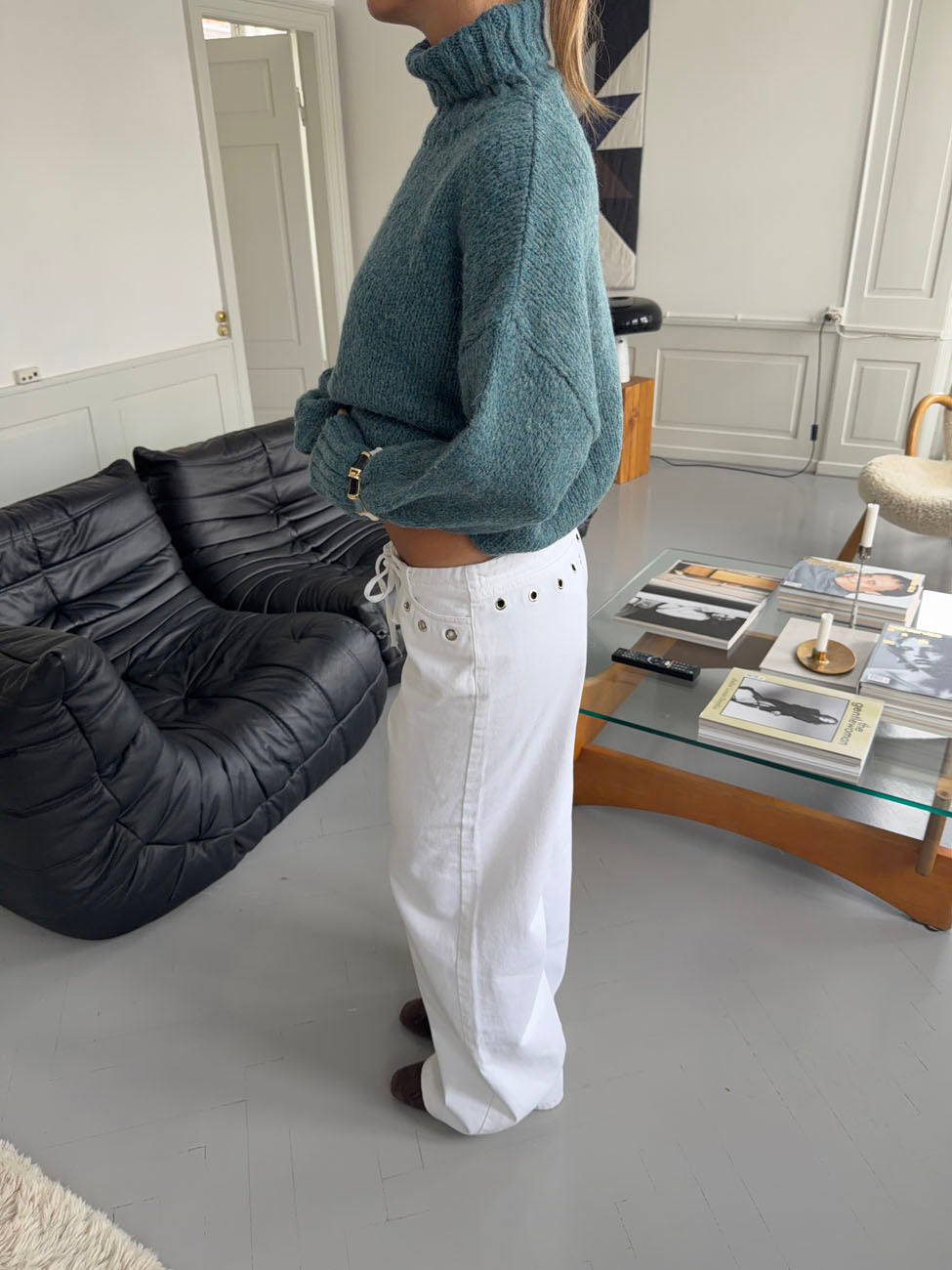 Kenny jeans med metalringe - Hvid