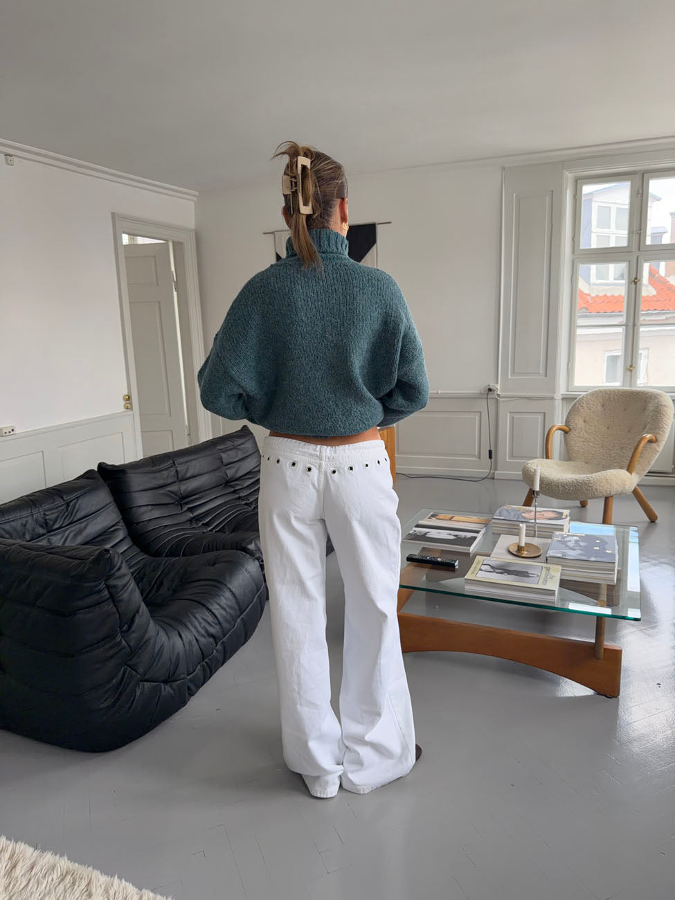 Kenny jeans med metalringe - Hvid