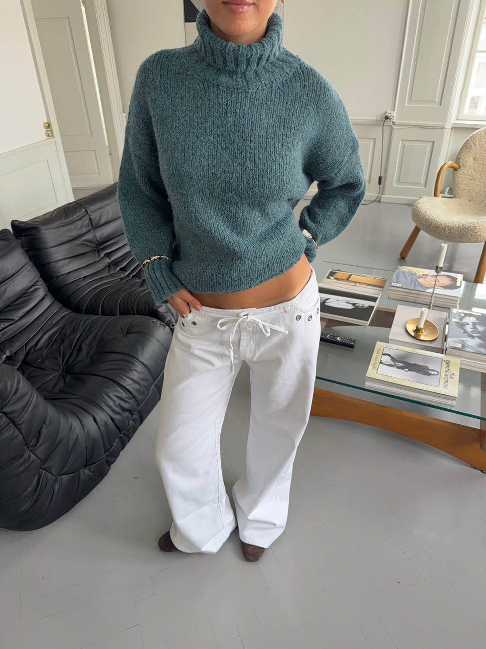 Kenny jeans med metalringe - Hvid