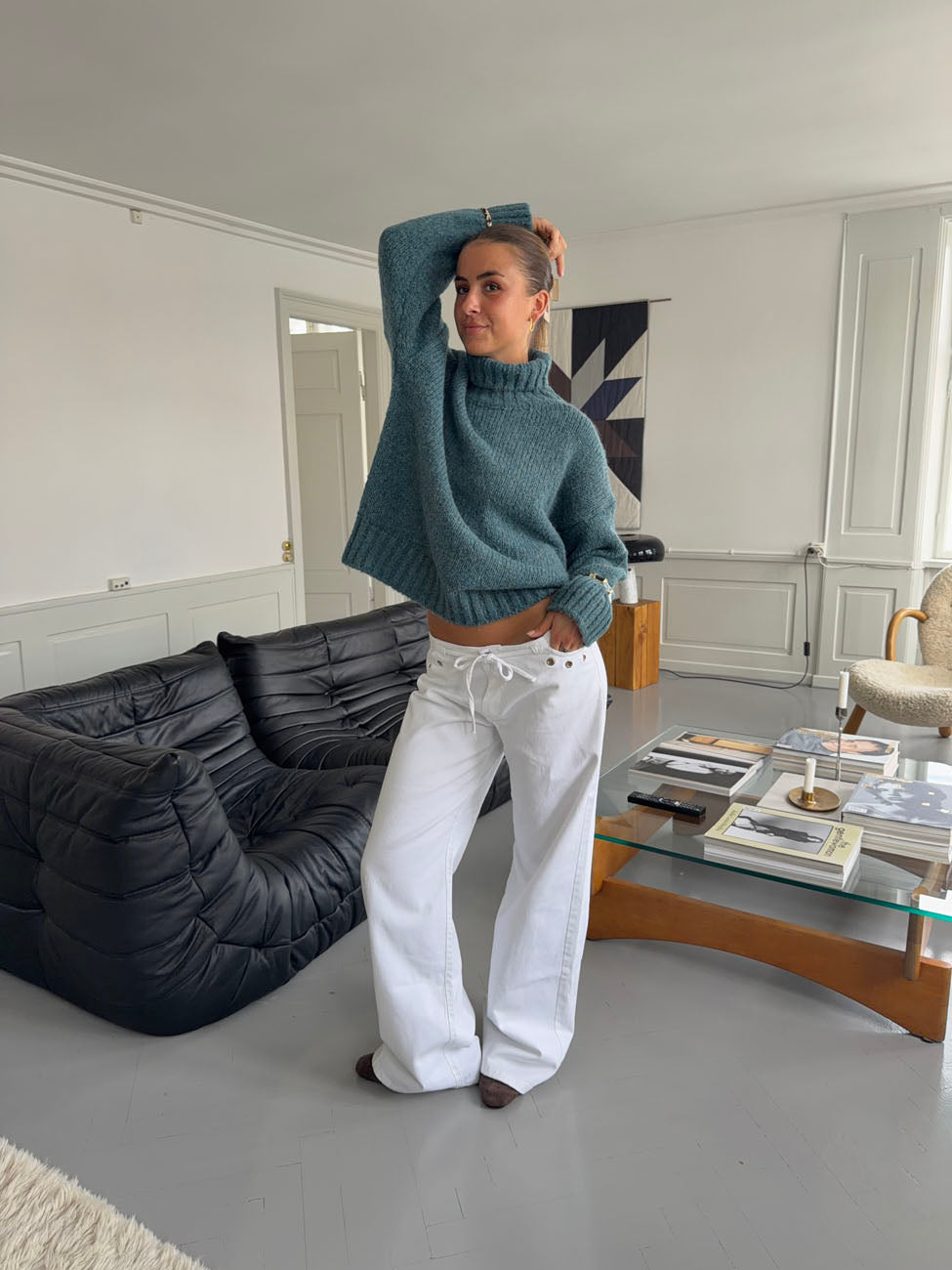 Kenny jeans med metalringe - Hvid