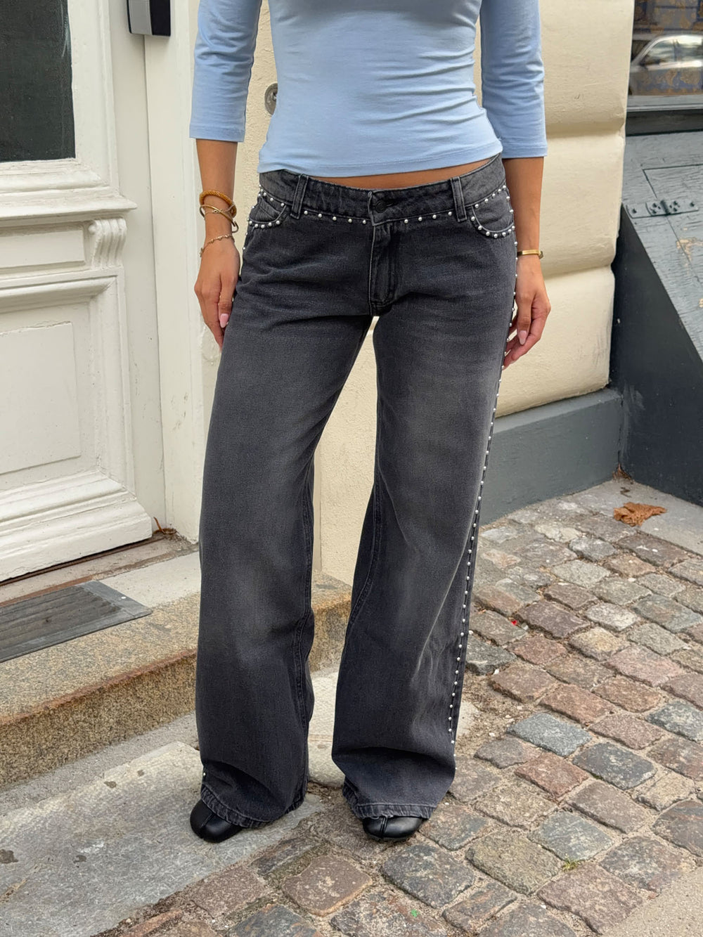 Bekka jeans med nitter - Sort