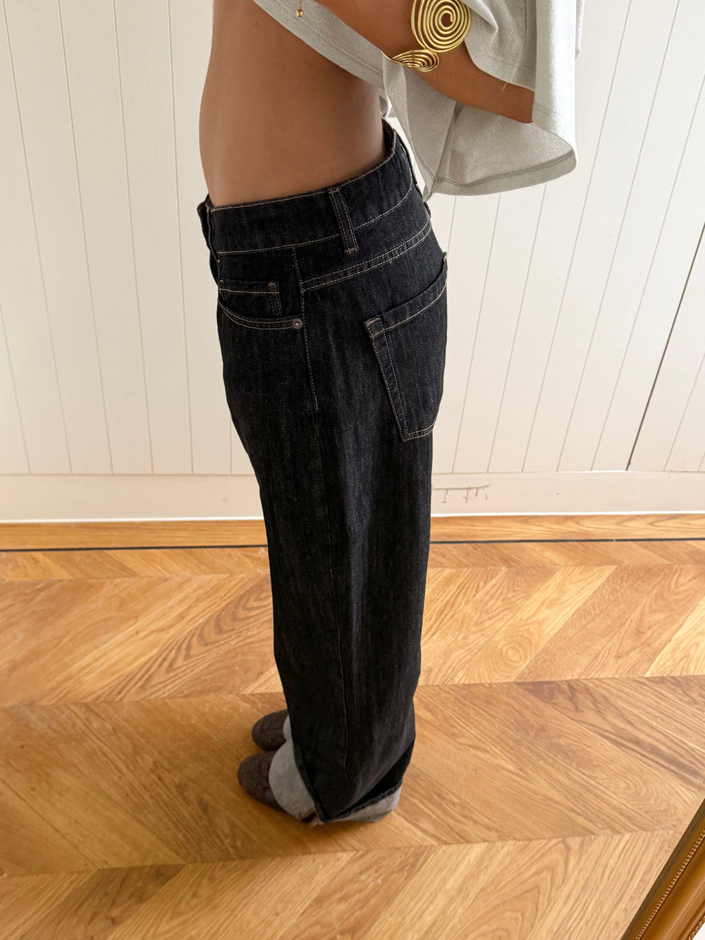 Scandivv jeans med opsmøg - Grå