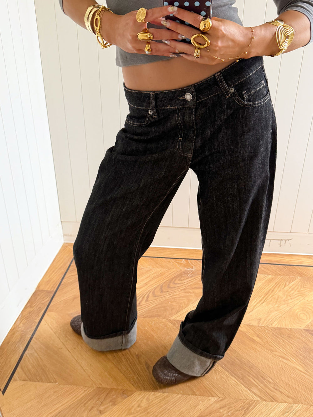 Scandivv jeans med opsmøg - Grå