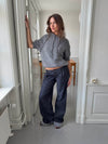 Demi jeans med opsmøg - Mørk denim