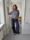 Demi jeans med opsmøg - Mørk denim