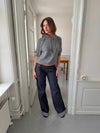 Demi jeans med opsmøg - Mørk denim