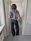 Demi jeans med opsmøg - Mørk denim