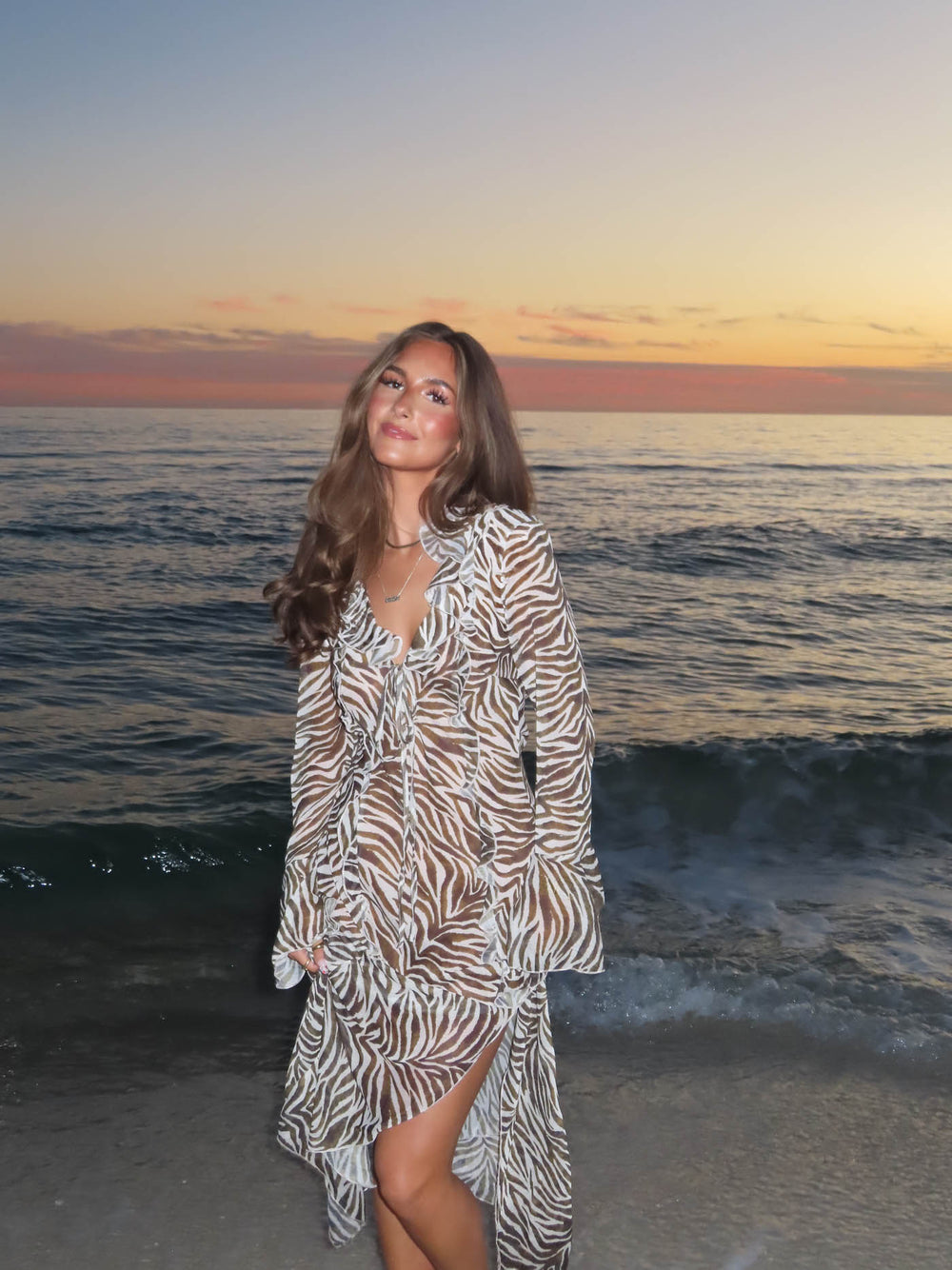 Amy kjole i zebraprint - Sort/hvid