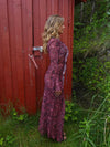 Amy kjole med blomster - Lilla/vinrød