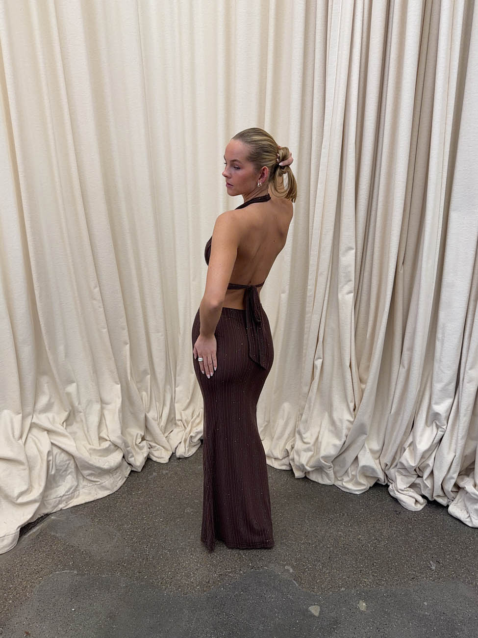 Sotina kjole med glitter - Brun